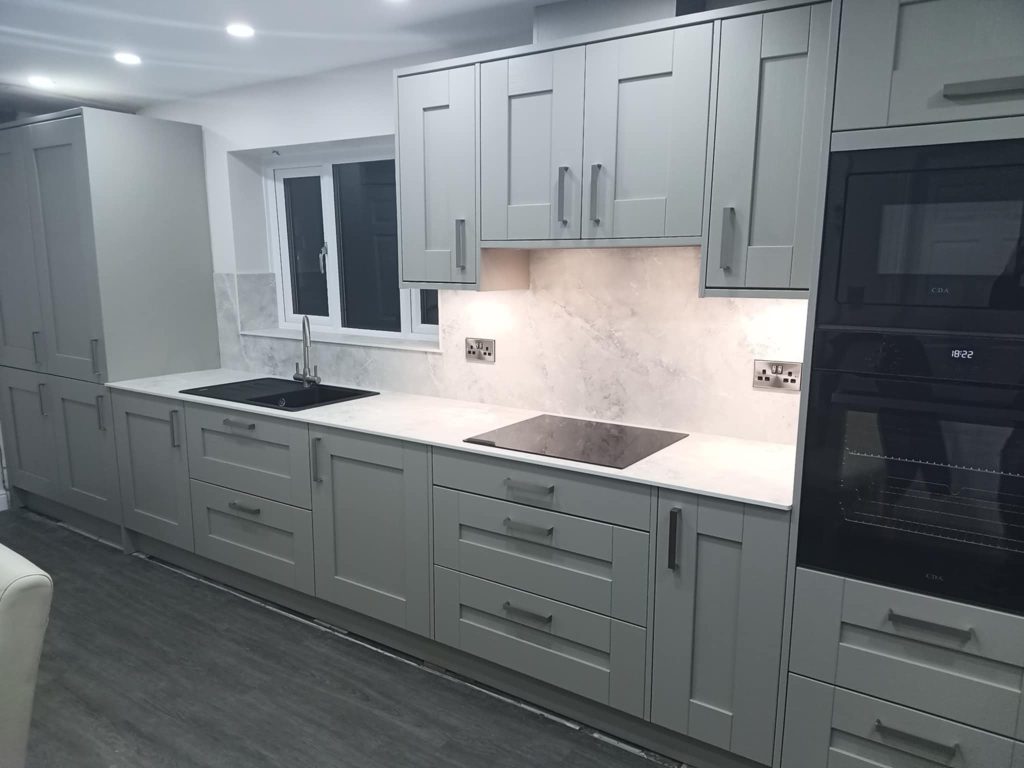 Light Grey Shaker & Compact Laminate Marble Effect Light Grey Shaker & Compact Laminate Marble Effect